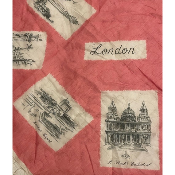 Vintage London Landmarks PINK Scarf Ascot Hairtie… - image 4