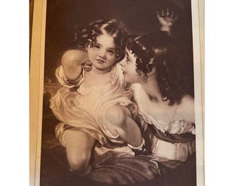 The Calmady Children By Lawrence Vtg 1913 Print Cardboard Frame Backing Children