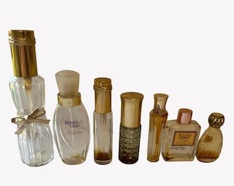 Vintage Perfume Bottle Collection Mixed Brands & Sizes Gold Accents Glass Small
