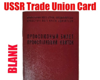 Carné de miembro original en blanco de un sindicato de la URSS. Sin emitir. Objeto de colección para recreaciones históricas. Documentos sobrantes de la Unión Soviética. Identificación de profesor.