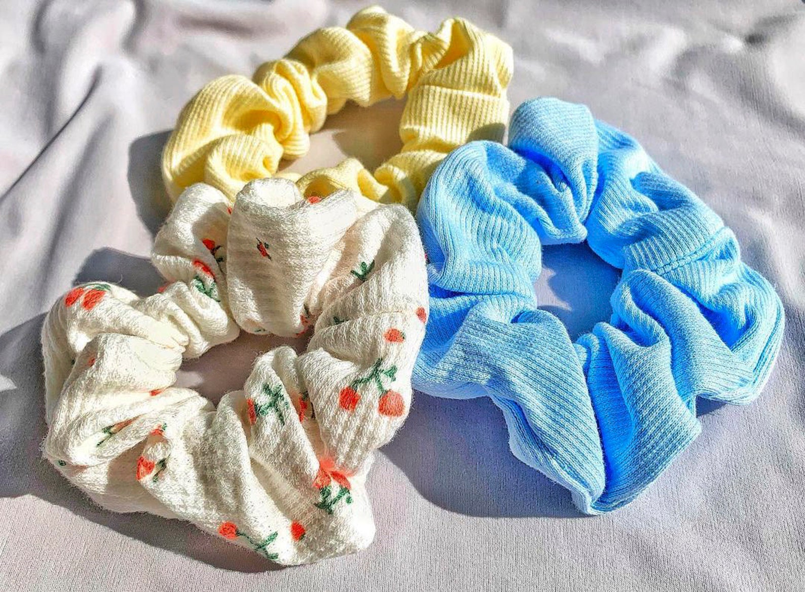 Set of 3 Scrunchies Hair Tie Gentle Hair Elastic Hair Etsy
