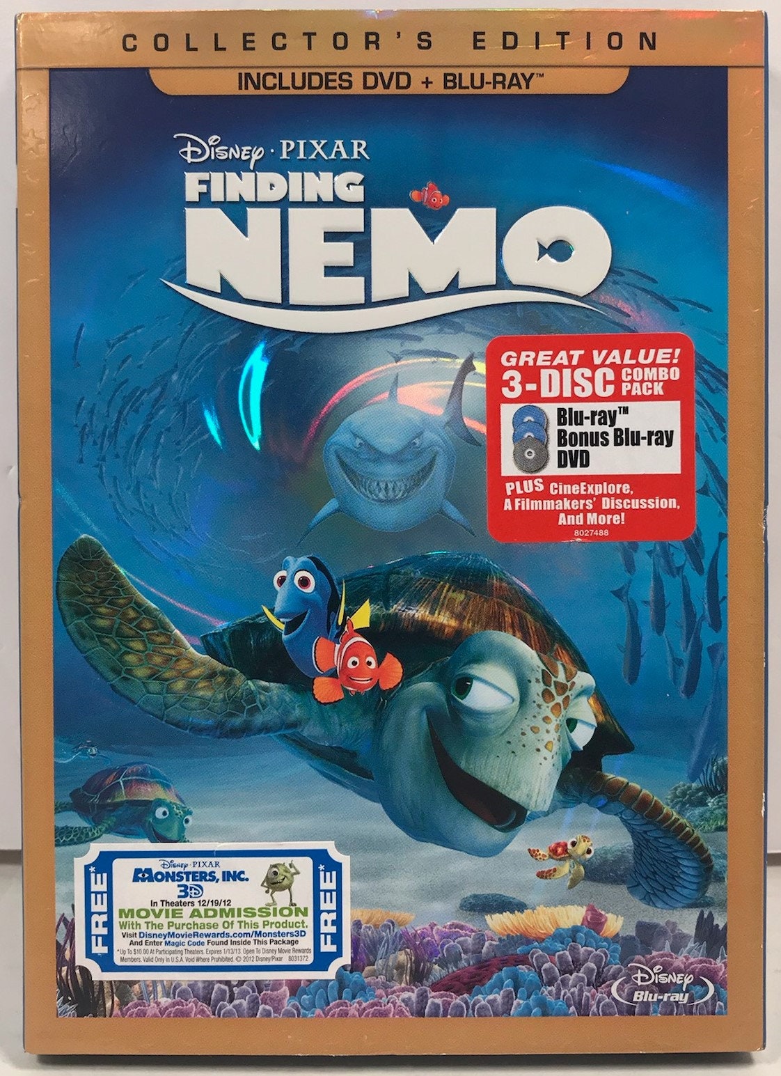 Disney Pixar Finding Nemo 3 Disc Collector's Edition With Blu Ray And Bonus Features Near Mint