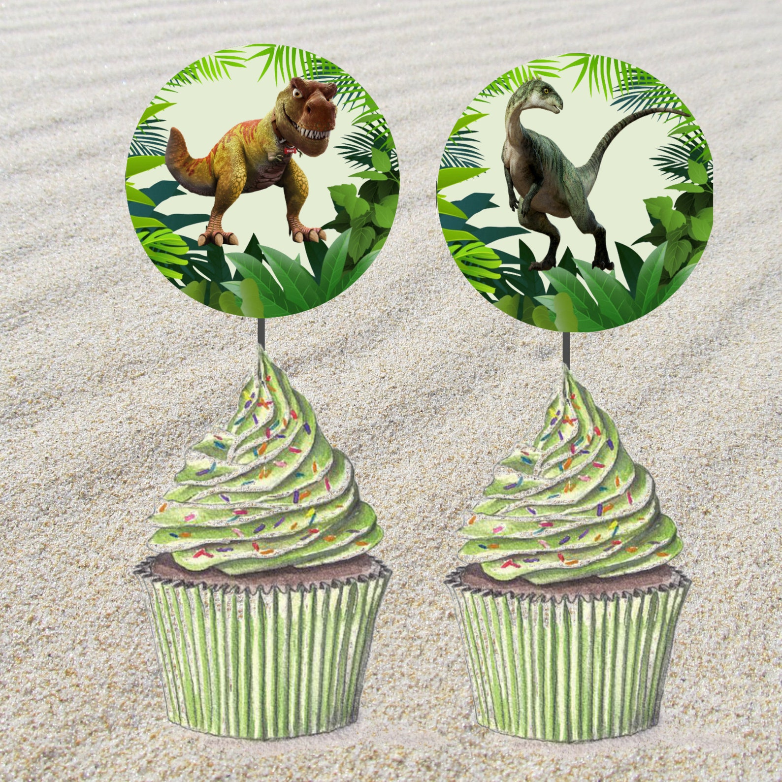 Dinosaurs Cupcake Toppers Printable PDF PNG JPG Party - Etsy