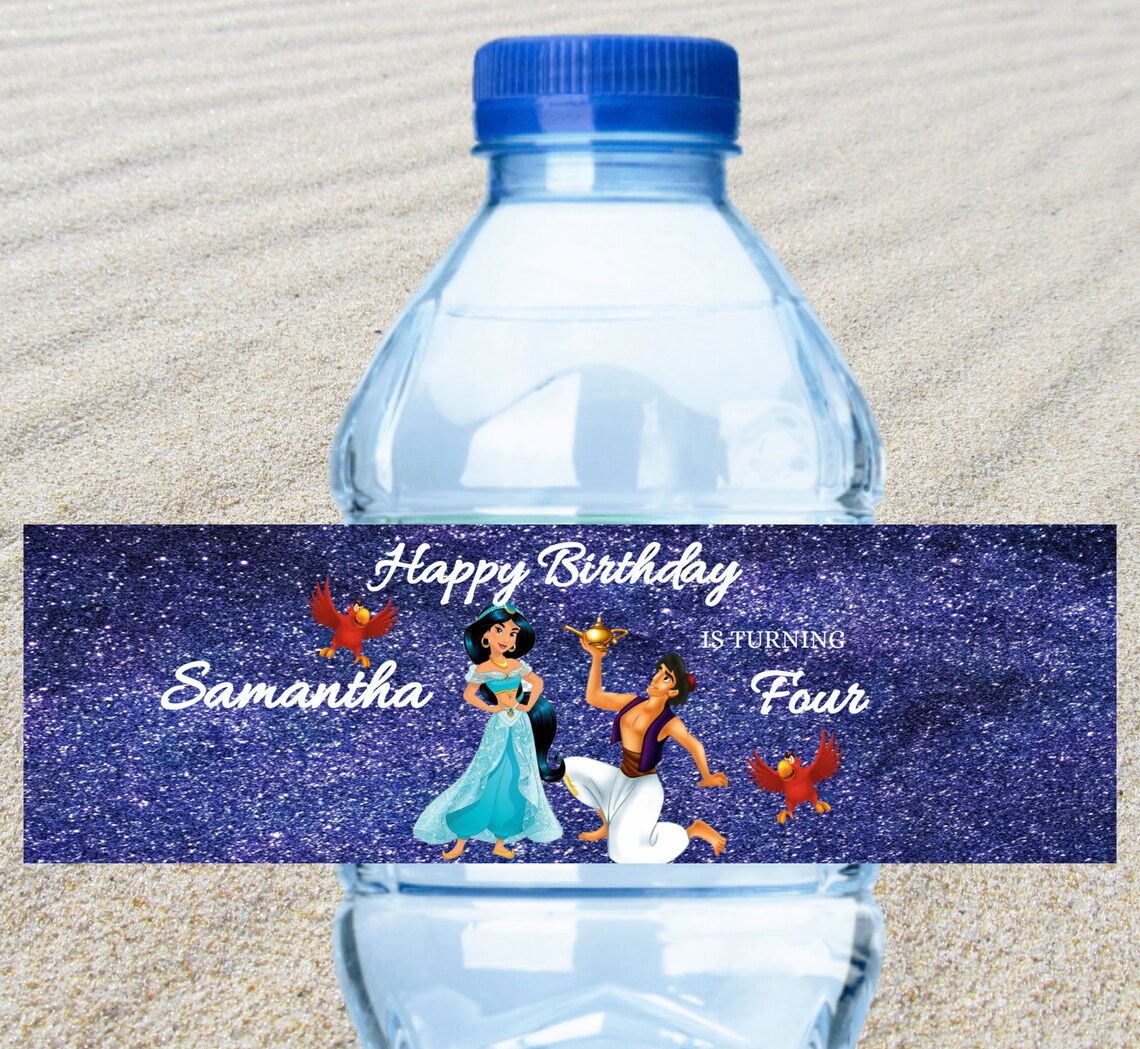 Jasmine Water Bottle Princess Jasmine Princess Label Etsy