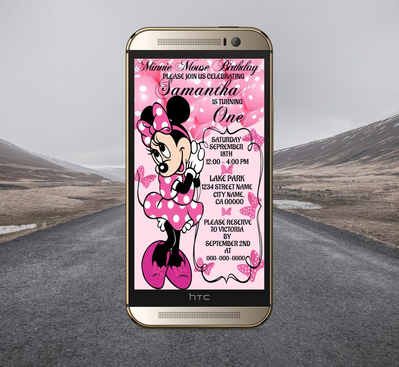 Minnie Mouse Birthday Invitation Electronic Minnie Card Etsy