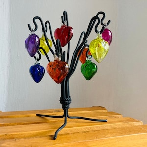 HEARTS TREE, 10 Beautiful blown glass hearts. glass heart, blown glass made in Mexico! WHOLESALE!!