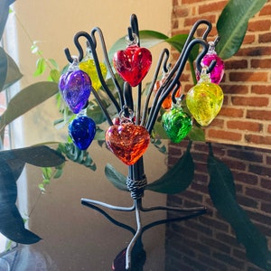 HEARTS TREE, 10 Beautiful Blown Glass Hearts. glass heart , blown glass made in Mexico! WHOLESALE!!