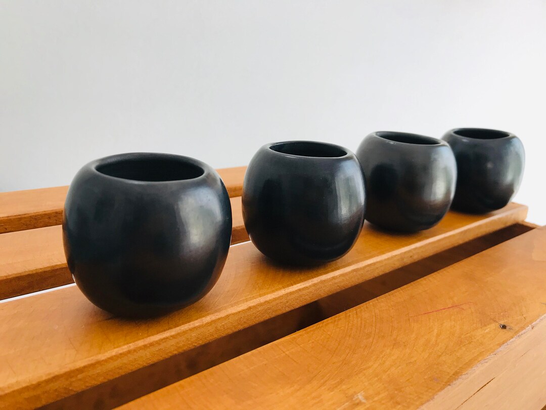 1 Tequila Maker, Black Clay, Mezcal Shooting Glasses, Clay Shot Glass