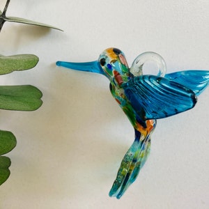 2 Beautiful blown glass COLIBRIES. glass heart, BLOWN GLASS made in Mexico!