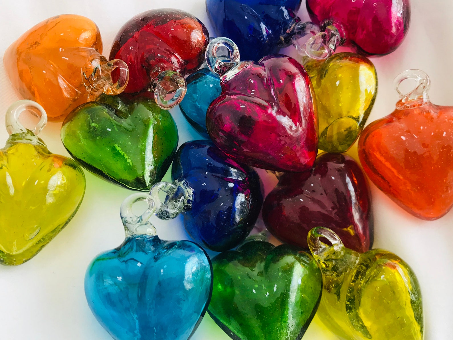 10 Beautiful blown glass hearts. glass heart BLOWN GLASS Etsy