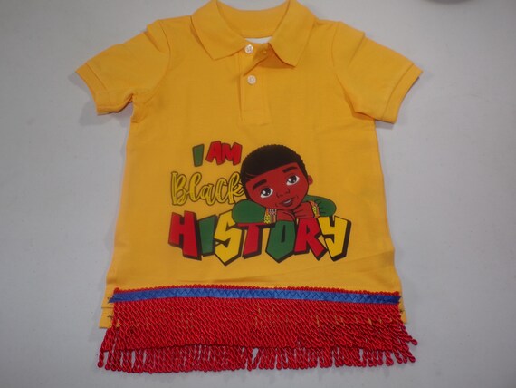 I Am Black History menorah on Back Red Fringes Kids Polo Etsy