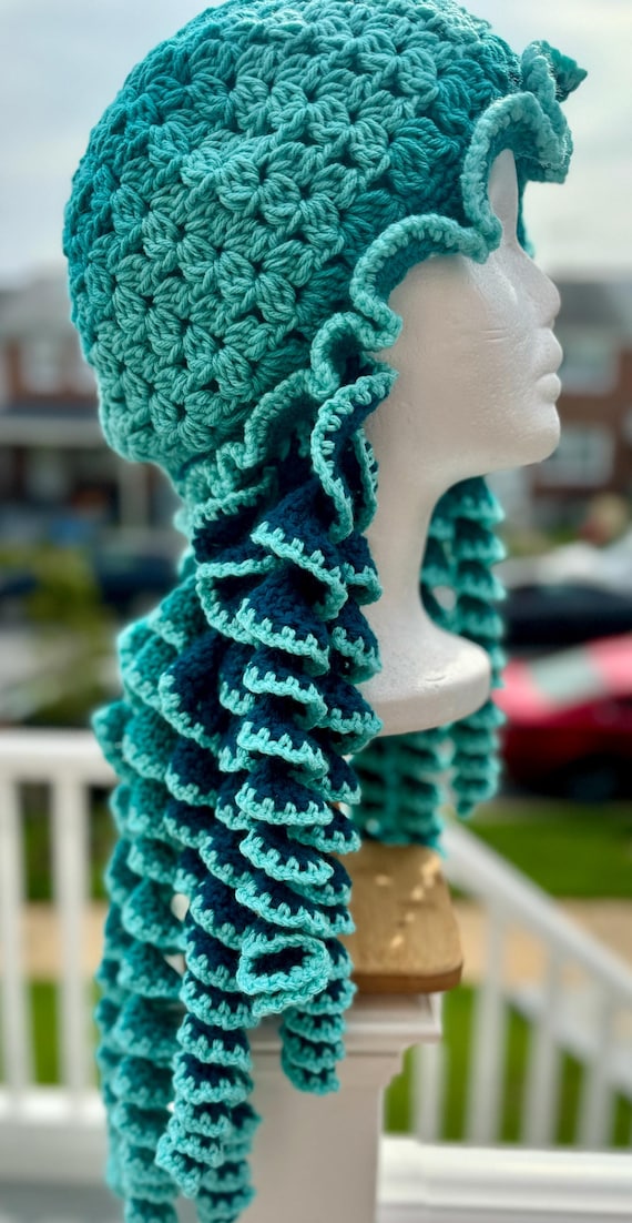 Teal Jellyfish Crochet Hat - Etsy