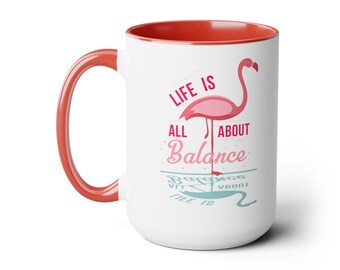Amputee Coffee Mug, Life's All About Balance V1, Two-Tone Coffee Mugs, 15oz