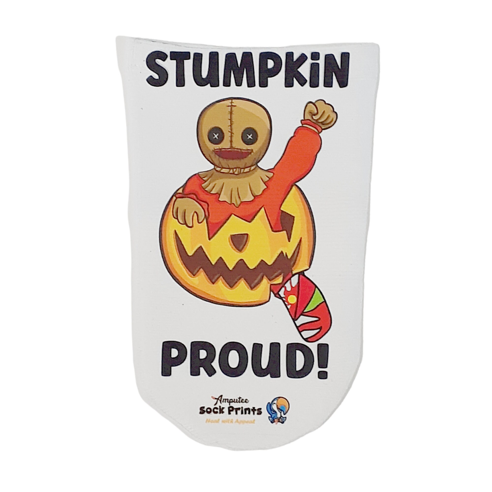 Amputee Stump Sock 'Stumpkin' Proud V1 | Decorative & Warm Residual Limb Sock For BTKA Adults | 3-Ply Polyester Blend