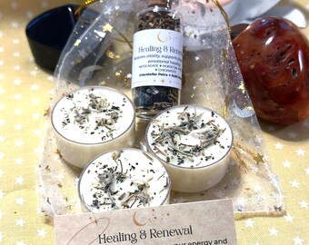 Handmade Reiki Infused Candle & Crystal Ritual Set | Interstellar Petra