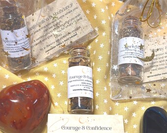 Handmade Reiki Infused Crystal Intention Bottle | Botanicals & Crystals | Healing Gift | Interstellar Petra