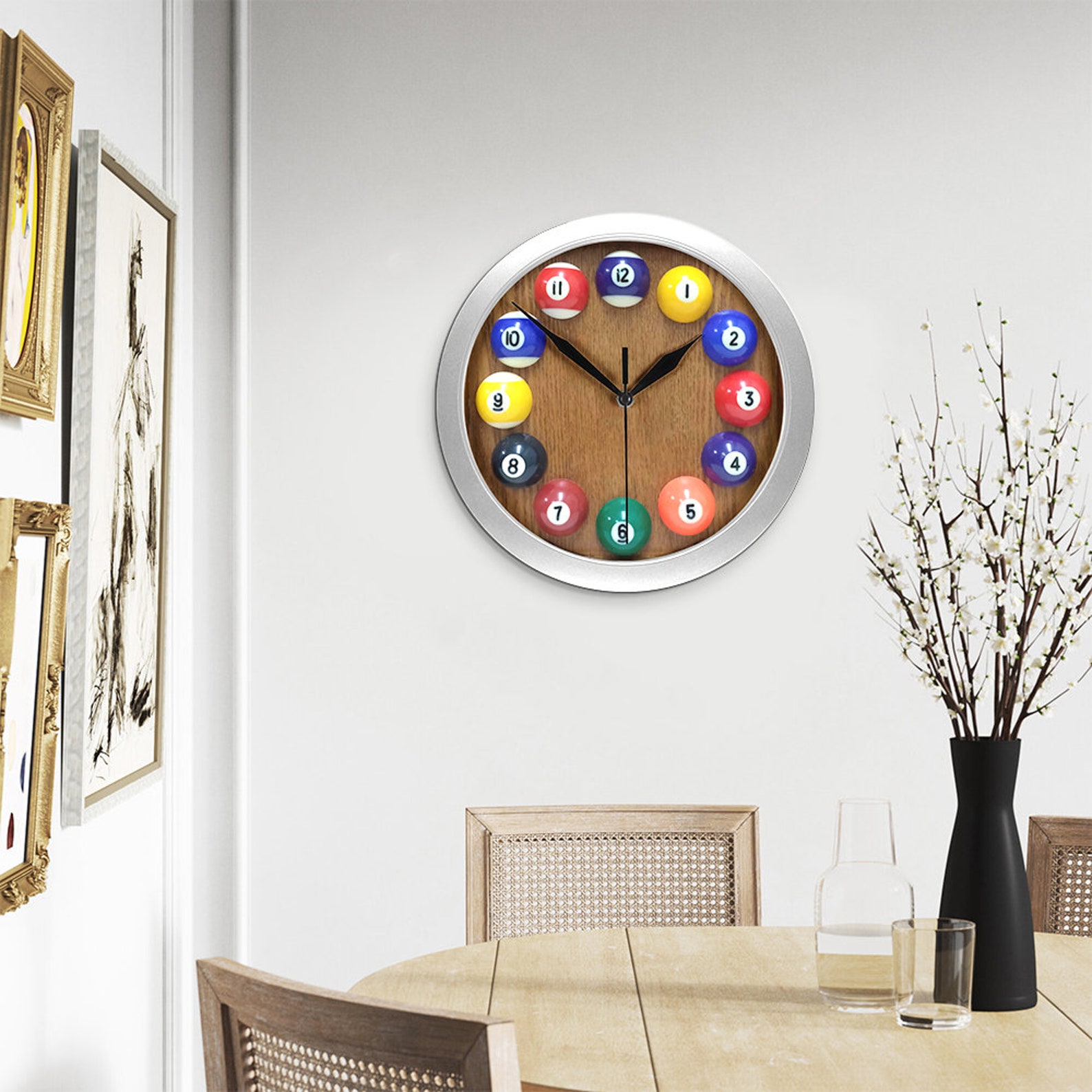 Reloj de madera de bolas de billar decoración sala de billar Etsy