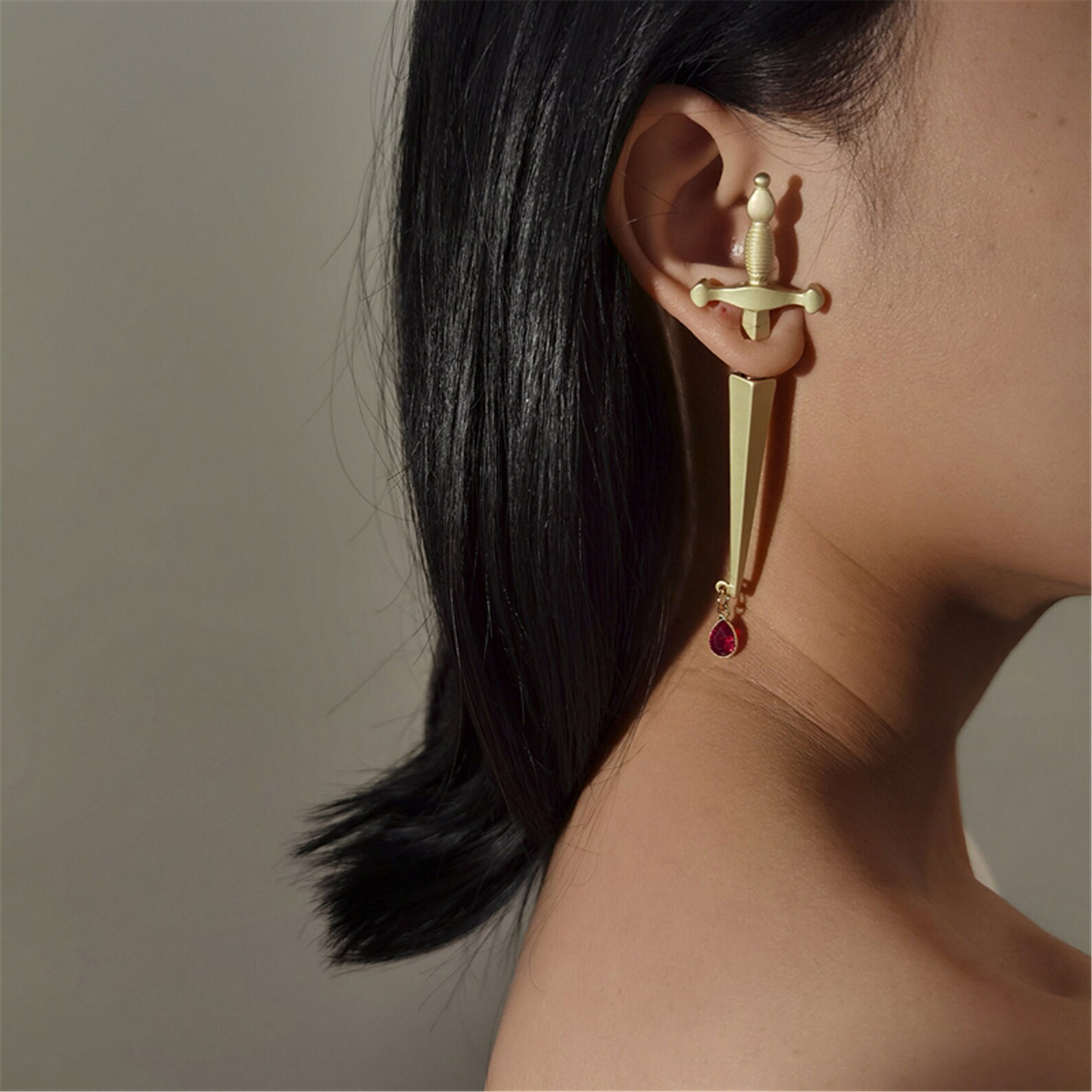 Long sword blood drop earrings Gothic style personality retro Etsy