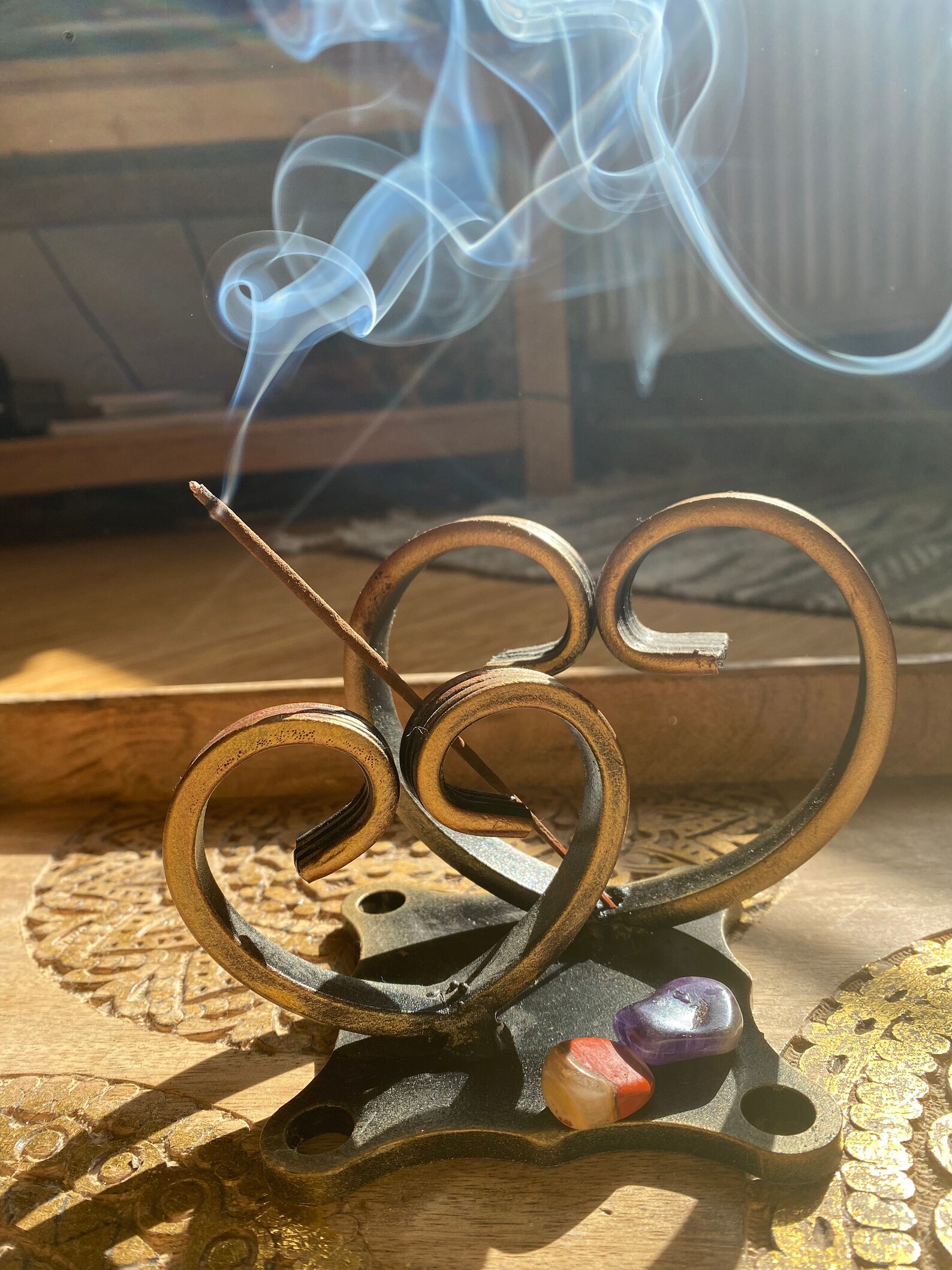 Metal heart incense stick holder Etsy