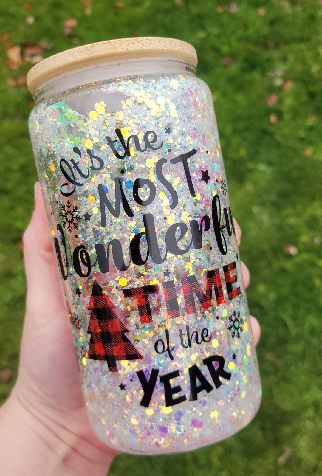 Christmas Snow Globe Glass Can Snow Globe Tumbler Most Etsy