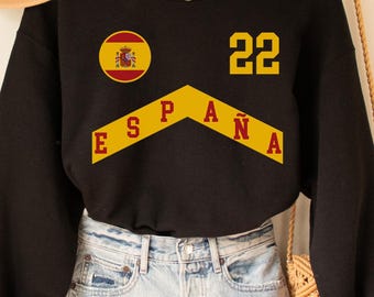 Espana Sweatshirt mit Ihrer Nummer, Spanien Fußball, personalisierte Nummer, Spanien Geschenk, WM-Shirt, Spanien Shirt, Spanien Fußballfans