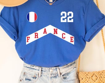 Camiseta de Francia, camiseta de Francia, fútbol de Francia, número personalizado, regalo francés, camiseta del Mundial, camiseta francesa, aficionados al fútbol de Francia