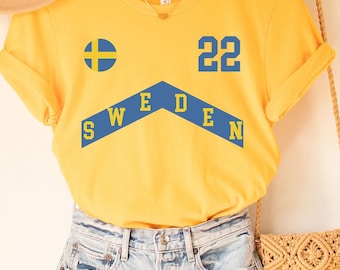 Zweden T-shirt met je nummer, T-shirt Sverige, Zweden, T-shirt Sverige, Zweden, Zweeds shirt, Zweedse vlag, T-shirt Zweden, T-shirt Zweden