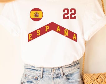 Espana T-Shirt mit Ihrer Nummer, Spanien Fußball, personalisierte Nummer, Spanien Geschenk, WM-Shirt, Spanien Shirt, Spanien Fußballfans