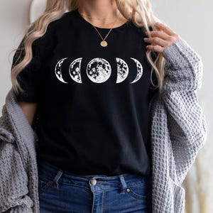 Moon Phases T-Shirt, Luna Shirt, Celestial Tee, Lunar Cycle Top, Space Shirt, Astronomy Gift