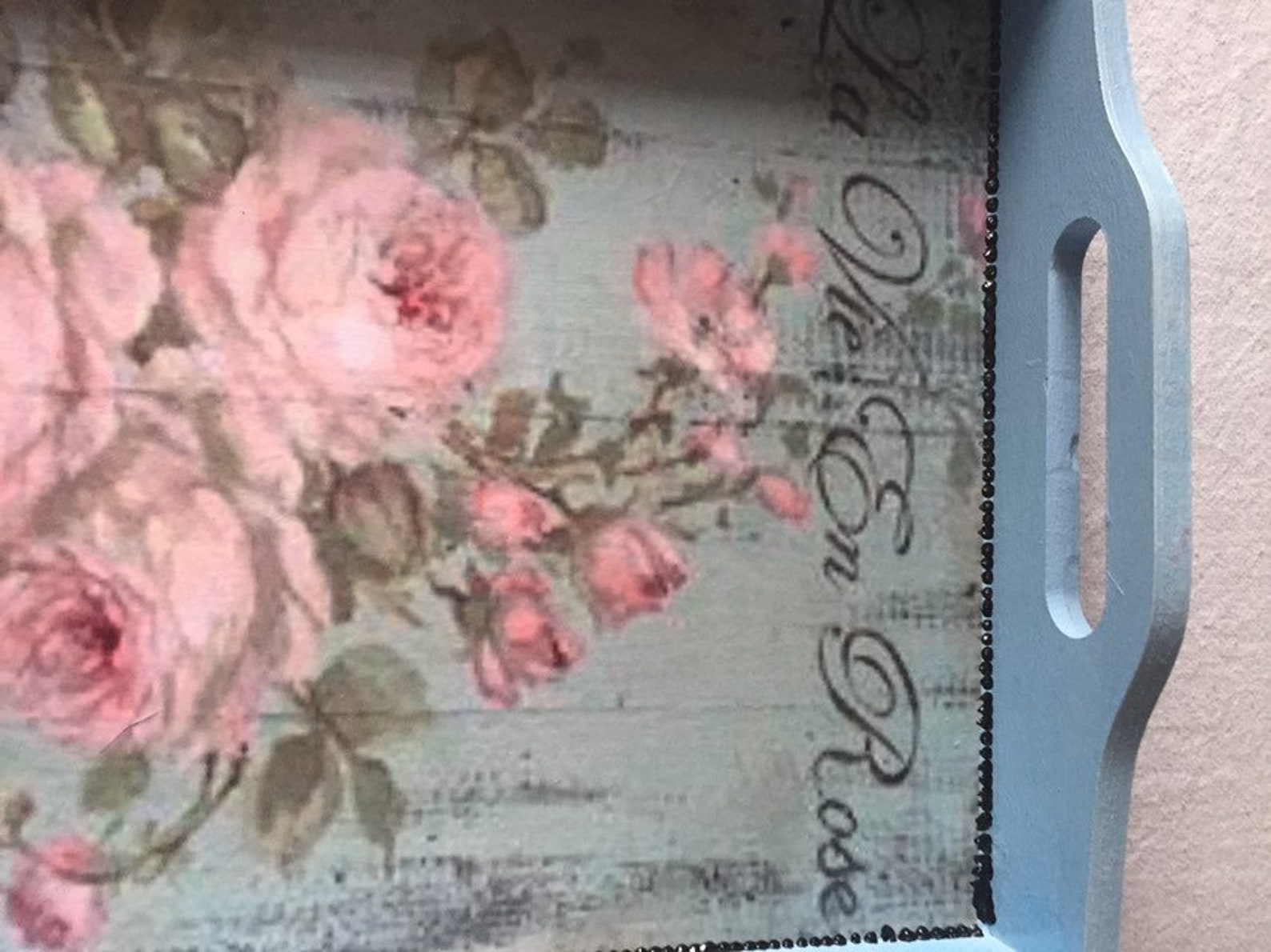 Wooden Decoupage Tray With Roses Tray for Serving Coffee or Etsy