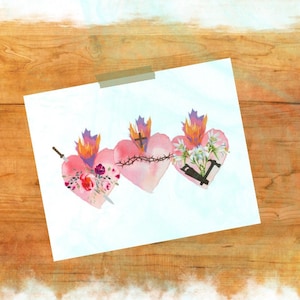 Holy Family Hearts Print - Horizontal Digital Download
