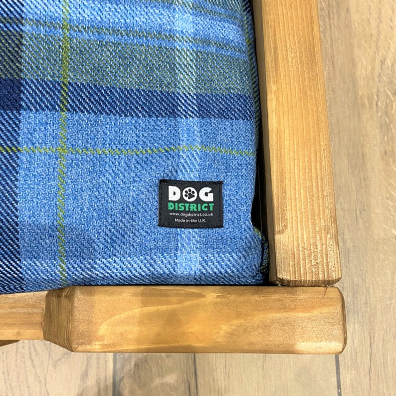 Handmade Personalised Wooden Dog Bed With Mattress Blue Etsy
