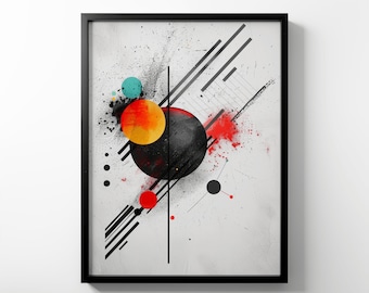Premium Matte Paper Poster - El Lissitzky Style, Suprematism, Wassily Kandinsky Inspired, Abstract Print, Geometric Composition, Wall Art