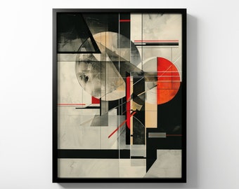Premium Matte Paper Poster - El Lissitzky Style, Suprematism, Wassily Kandinsky Inspired, Abstract Print, Geometric Composition, Wall Art