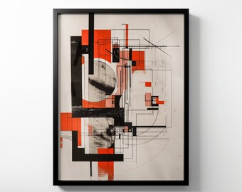 Premium Matte Paper Poster - El Lissitzky Style, Suprematism, Wassily Kandinsky Inspired, Abstract Print, Geometric Composition, Wall Art