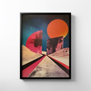 Premium Matte Paper Poster - Surreal Composition, Abstract Collage, Vintage, El Lissitzky Style, Suprematism, Kandinsky Inspired, Space
