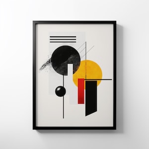 Premium Matte Paper Poster - Minimalist Composition, Abstract Collage, Vintage, El Lissitzky Style, Suprematism, Kandinsky Inspired