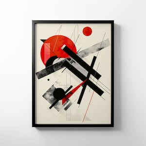 Premium Matte Paper Poster - El Lissitzky Style, Suprematism, Wassily Kandinsky Inspired, Abstract Print, Geometric Composition, Wall Art