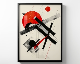 Premium Matte Paper Poster - El Lissitzky Style, Suprematism, Wassily Kandinsky Inspired, Abstract Print, Geometric Composition, Wall Art