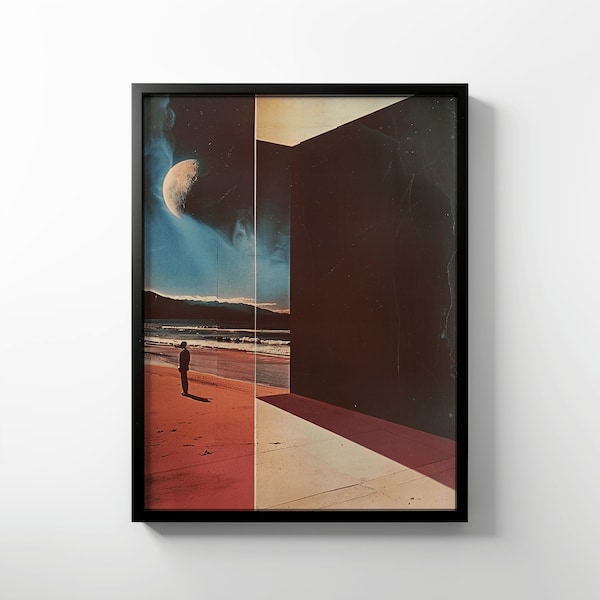 Premium Matte Paper Poster - Surreal Collage, Francis Bacon, Ed Ruscha Style, 1970s, Cinematic Wall Art, Abstract Vintage Print, Dreamy