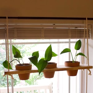 Blumenampel | Fenster Garten Regale | Pflanzenregal | Fenster Pflanzenhalter | Holz Seil Regale | Blumentopfhalter Regal