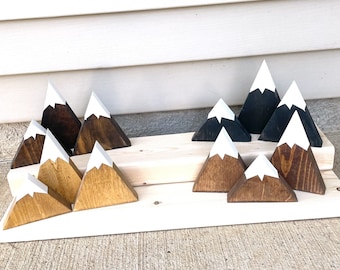 Mountain Shelf Decor | Shelf Decor Nursery | Mini Wood Mountain | Wood Mountain Decor | Adventure Mountain Shelf Stand