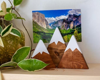 Adventure Mountain Decor | Wooden Mountain Shelf Decor| National Park Nursery | Outdoor Themed Shelf Styling