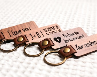 Custom Engraved Keychain | Personalized Wood Keychain | Keyring Gift | Drive Safe Keychain | Laser Engraved Gift | Anniversary Keychain