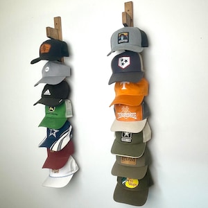 Custom Wood Hat Rack | Hat Display Shelf | Handmade Hat Hanging Rack | Vertical Hat Storage