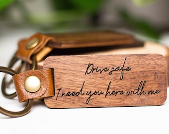 Drive Safe Keychain | Custom Engraved Wood Keychain | Personalized Keychain | Wood Keyring Gift | Laser Engraved Gift | Anniversary Keychain