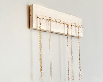 Porte-collier mural | Organisateur de bijoux suspendu | Porte-bijoux mural | Stockage de bijoux en bois | Collier Cintre avec crochets