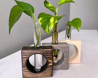 Estación de propagación / Propagación de plantas - Tubos incluidos / Soporte para plantas de interior / Regalo para amantes de las plantas / Soporte de propagación de madera