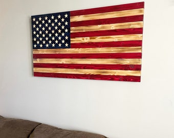 Rustic Wooden American Flag | Rustic Flag {19”X36”} |  American Flag Wood | Pallet American Flag | Wood Flag Wall Art | Distressed Flag Sign