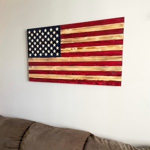 Rustic Wooden American Flag | Rustic Flag {19”X36”} |  American Flag Wood | Pallet American Flag | Wood Flag Wall Art | Distressed Flag Sign